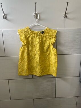 Who What Wear Yellow Lace Flutter Sleeve Blouse